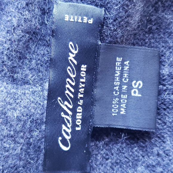 LORD & TAYLOR Charcoal Gray Cashmere Open-Front Draped Cardigan Sweater sz PS - Picture 4 of 5